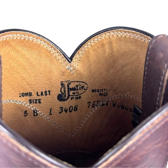JUSTIN L 3408 ROPER COWHIDE LEATHER BROWN BARN CLASSIC COWBOY WORK BOOT - Picture 13 of 13